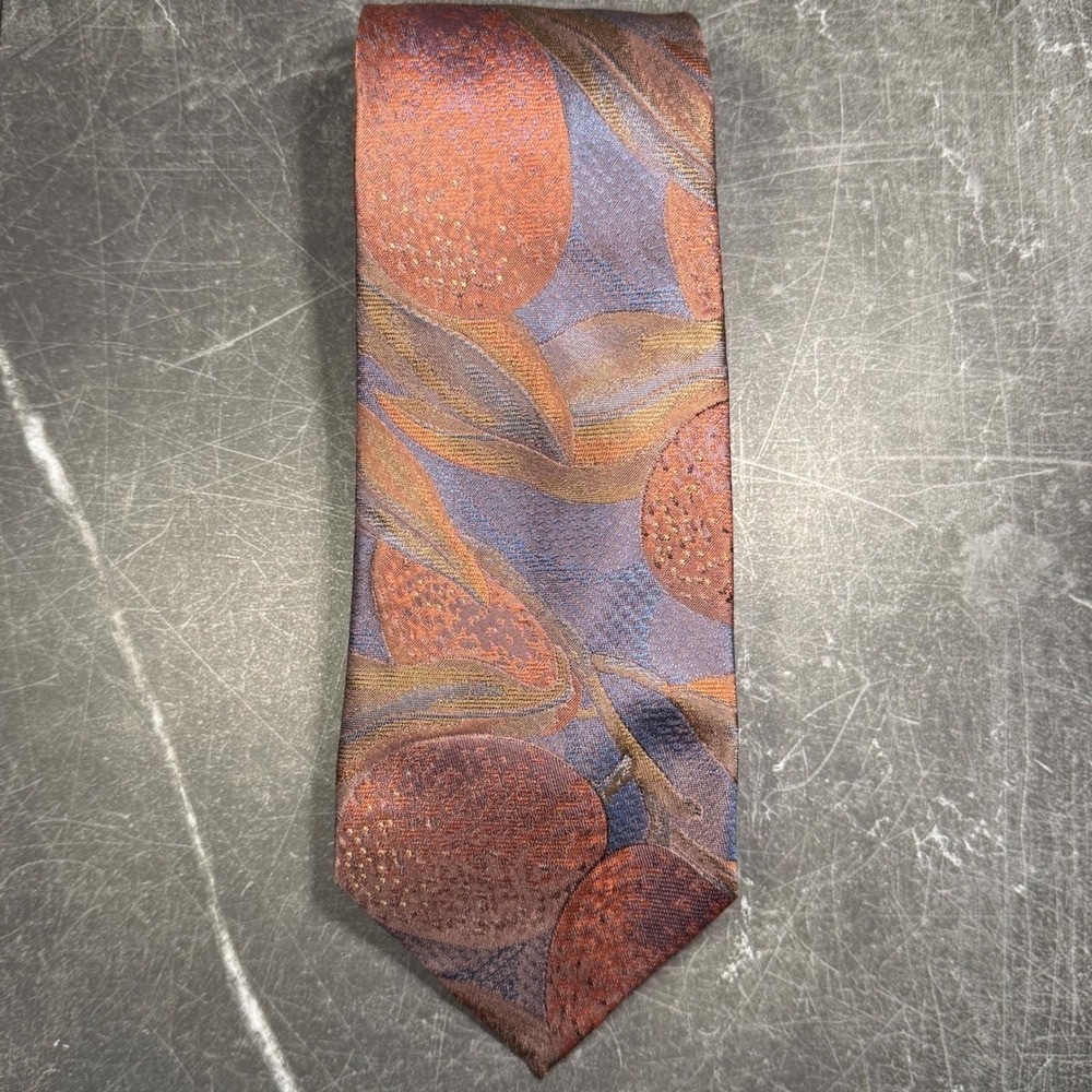 Mens Tie | Hugo Boss | Abstract Jacquard Silk Made in Italy Copper Blue Gold